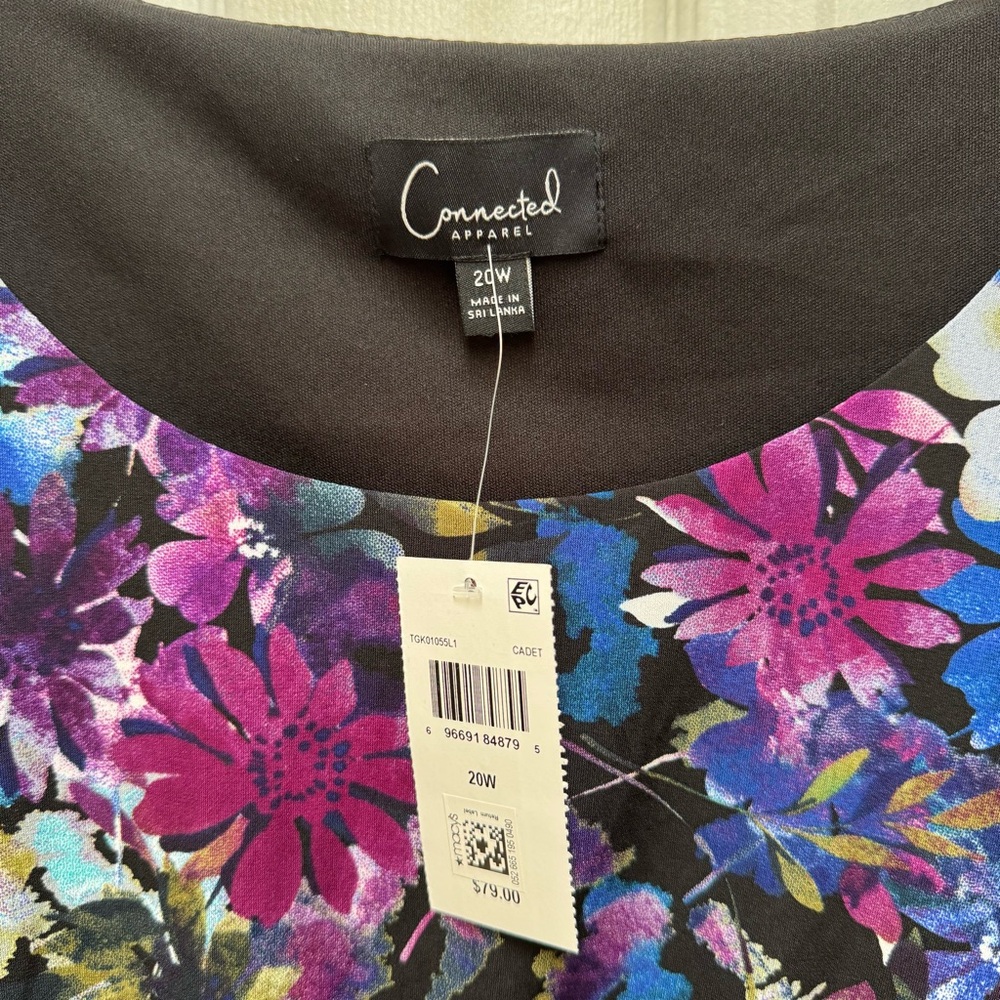 Connected Apparel Floral Dress Gathered waist no wrinkle 3/4 sleeve 20W - Picture 5 of 10